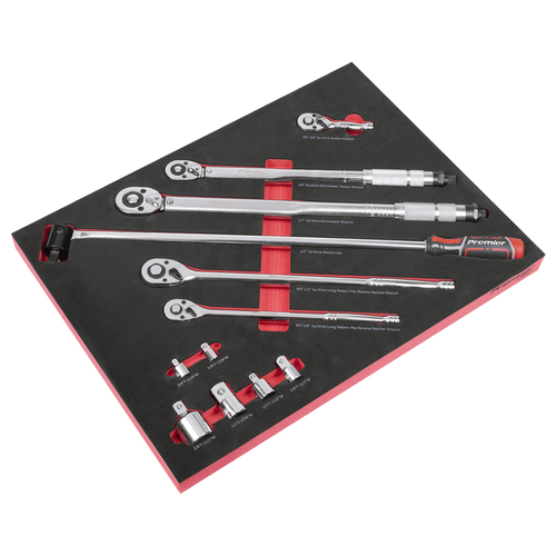 Sealey Premier Ratchet, Torque Wrench, Breaker Bar & Socket Adaptor Set with Tool Tray 3/8"Sq & 1/2"Sq Drive 12pc (TBT45)