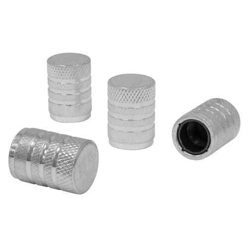 Sealey Aluminium Valve Cap 4pc - Silver Anodised (VCA4)