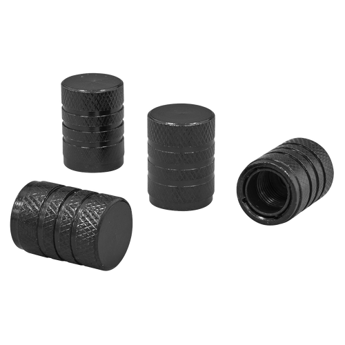 Sealey Aluminium Valve Cap 4pc - Black Anodised (VCB4)