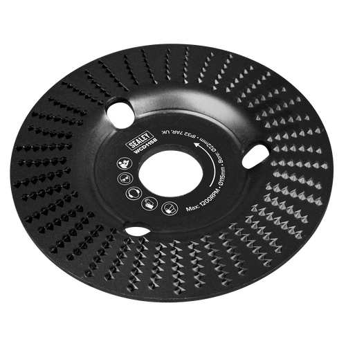 Sealey 115mm Bevel Shape Wood Carving Disc 22mm Bore (WCD115B)