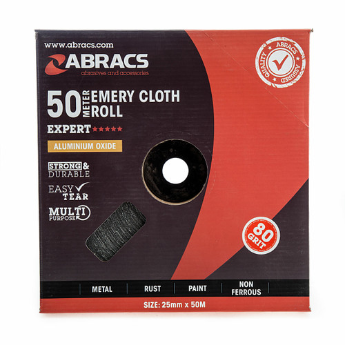 Abracs ABER2550080 Emery Cloth Roll 25mm x 50m x 80 Grit