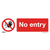Prohibition Safety Sign - No Entry - Rigid Plastic (SS14P1)