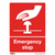 Safe Conditions Safety Sign - Emergency Stop - Self-Adhesive Vinyl - Pack of 10 (SS35V10)