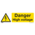 Warning Safety Sign - Danger High Voltage - Rigid Plastic - Pack of 10 (SS48P10)