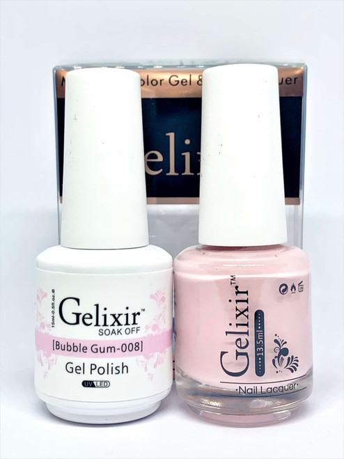 Gelixir Gel Polish & Matching Lacquer- #008 Bubble Gum