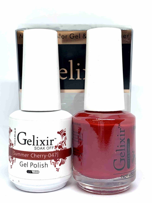 Gelixir Gel Polish & Matching Lacquer- #047 Summer Cherry