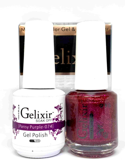 Gelixir Gel Polish & Matching Lacquer- #074 Pansy Purple