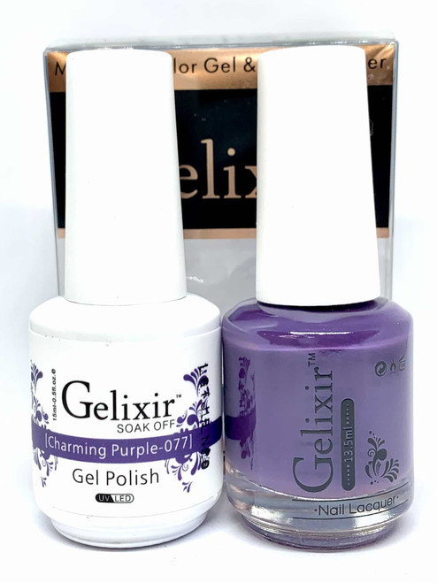 Gelixir Gel Polish & Matching Lacquer- #077 Charming Purple