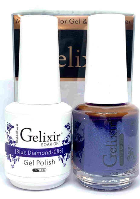 Gelixir Gel Polish & Matching Lacquer- #088 Blue Diamond