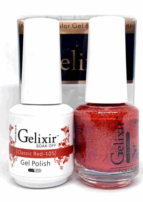 Gelixir Gel Polish & Matching Lacquer- #105 Classic Red