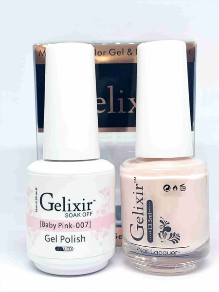 Gelixir Gel Polish & Matching Lacquer- #007 Baby Pink Gelixir Gel Polish & Matching Lacquer Duo
