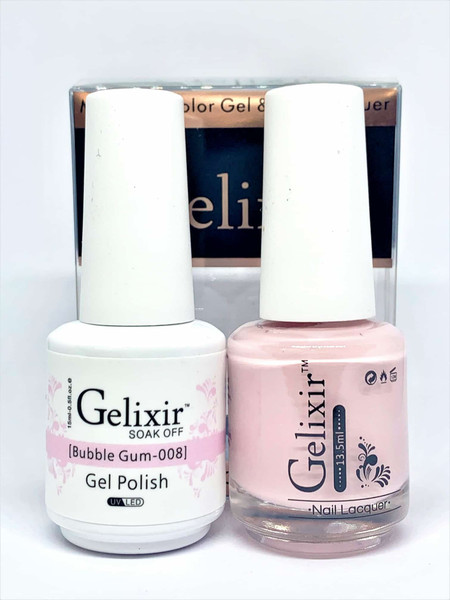 Gelixir Gel Polish & Matching Lacquer- #008 Bubble Gum Gelixir Gel Polish & Matching Lacquer Duo