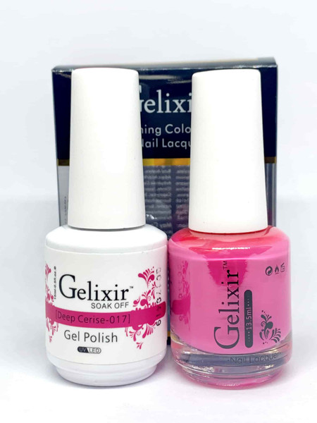 Gelixir Gel Polish & Matching Lacquer- #017 Deep Cerise Gelixir Gel Polish & Matching Lacquer Duo
