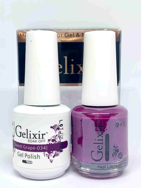 Gelixir Gel Polish & Matching Lacquer- #034 Sweet Grape Gelixir Gel Polish & Matching Lacquer Duo