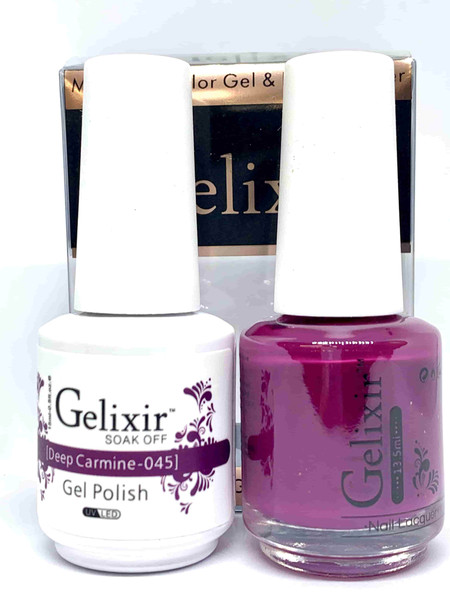 Gelixir Gel Polish & Matching Lacquer- #045 Deep Carmine Gelixir Gel Polish & Matching Lacquer Duo