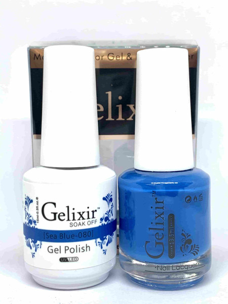 Gelixir Gel Polish & Matching Lacquer- #080 Sea Blue Gelixir Gel Polish & Matching Lacquer Duo