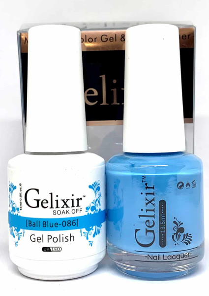 Gelixir Gel Polish & Matching Lacquer- #086 Ball Blue Gelixir Gel Polish & Matching Lacquer Duo