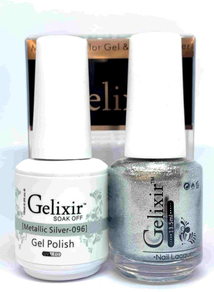 Gelixir Gel Polish & Matching Lacquer- #096 Metallic Silver Gelixir Gel Polish & Matching Lacquer Duo