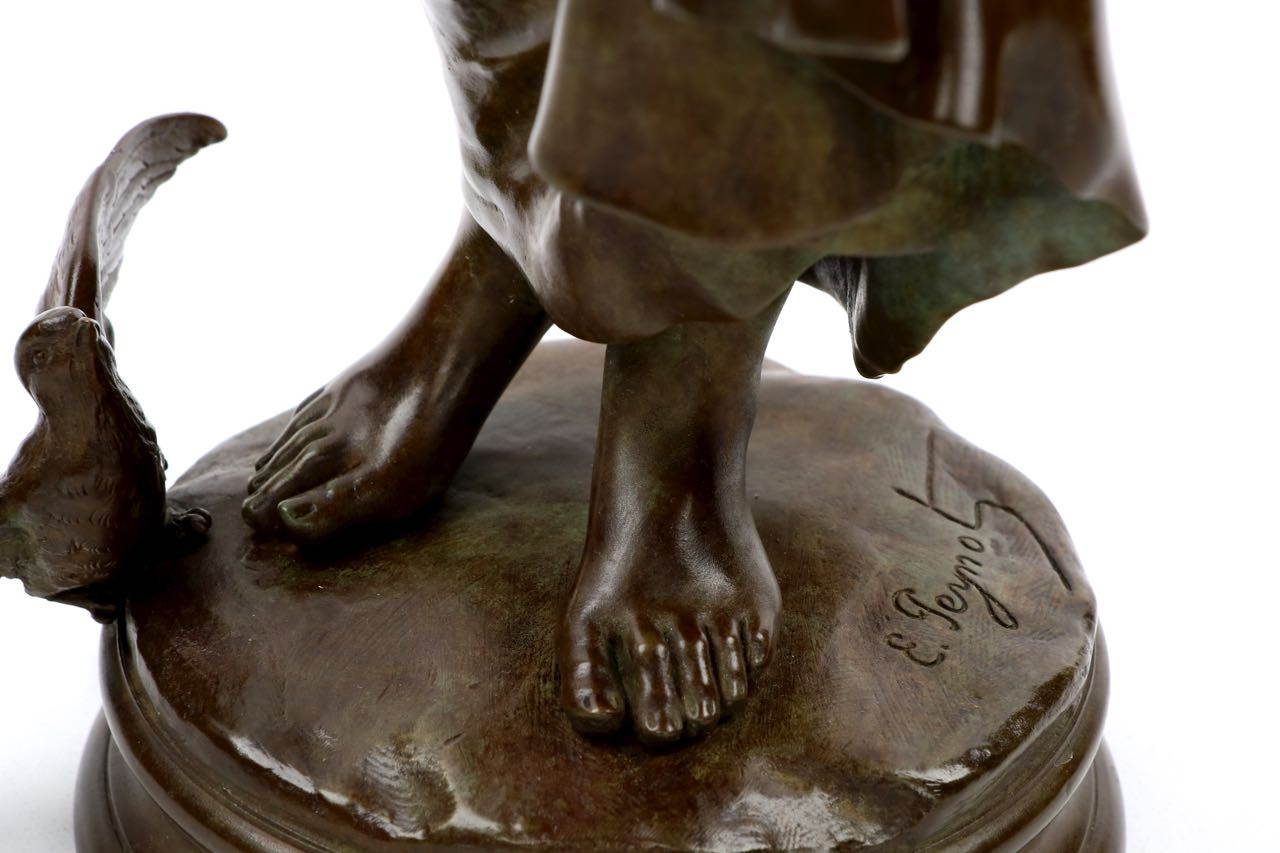 Emile Peynot Antique French Bronze Sculpture, Interrupted c. 1890