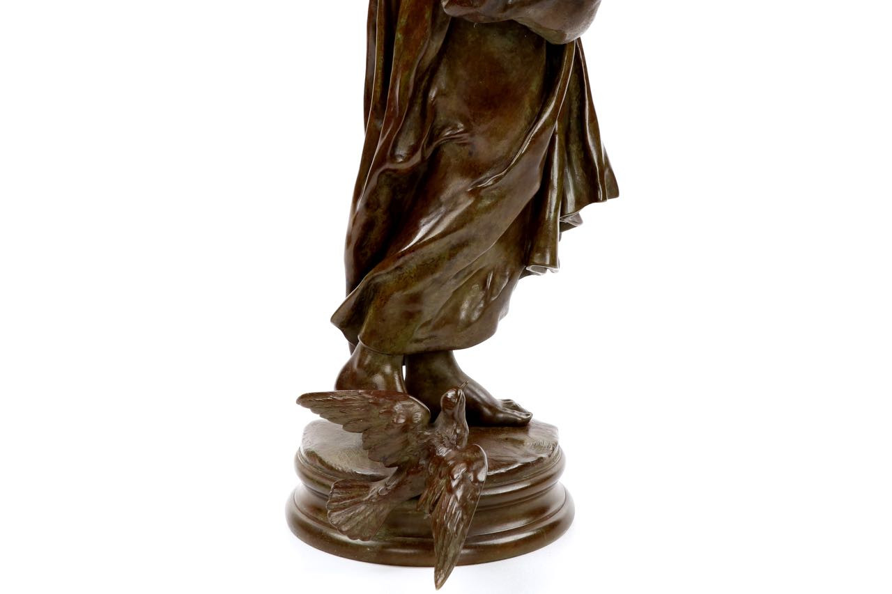 Emile Peynot Antique French Bronze Sculpture, Interrupted c. 1890
