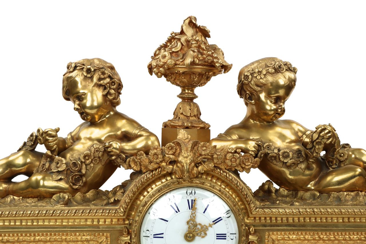French Gilt Bronze Antique Mantel Clock, Henri Picard c. 1880