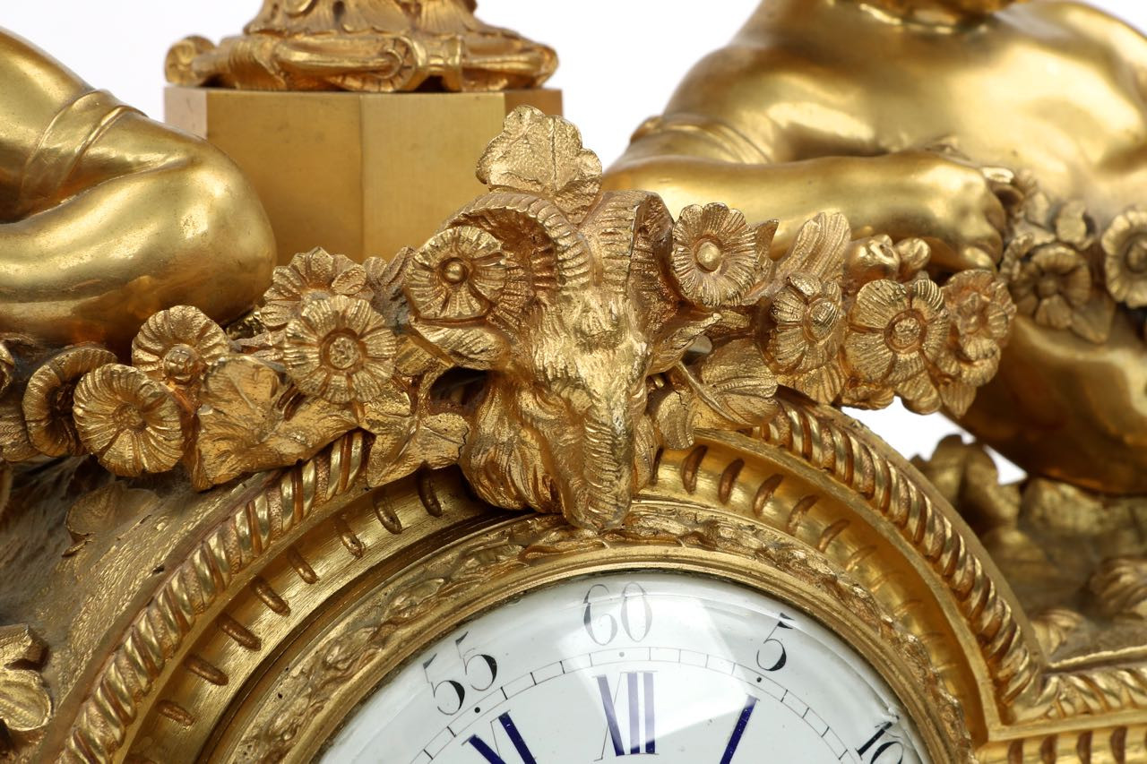 French Gilt Bronze Antique Mantel Clock, Henri Picard c. 1880