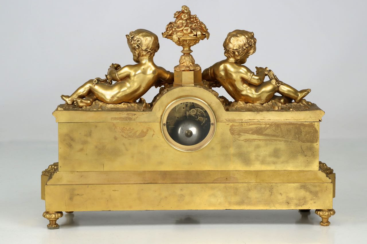 French Gilt Bronze Antique Mantel Clock, Henri Picard c. 1880
