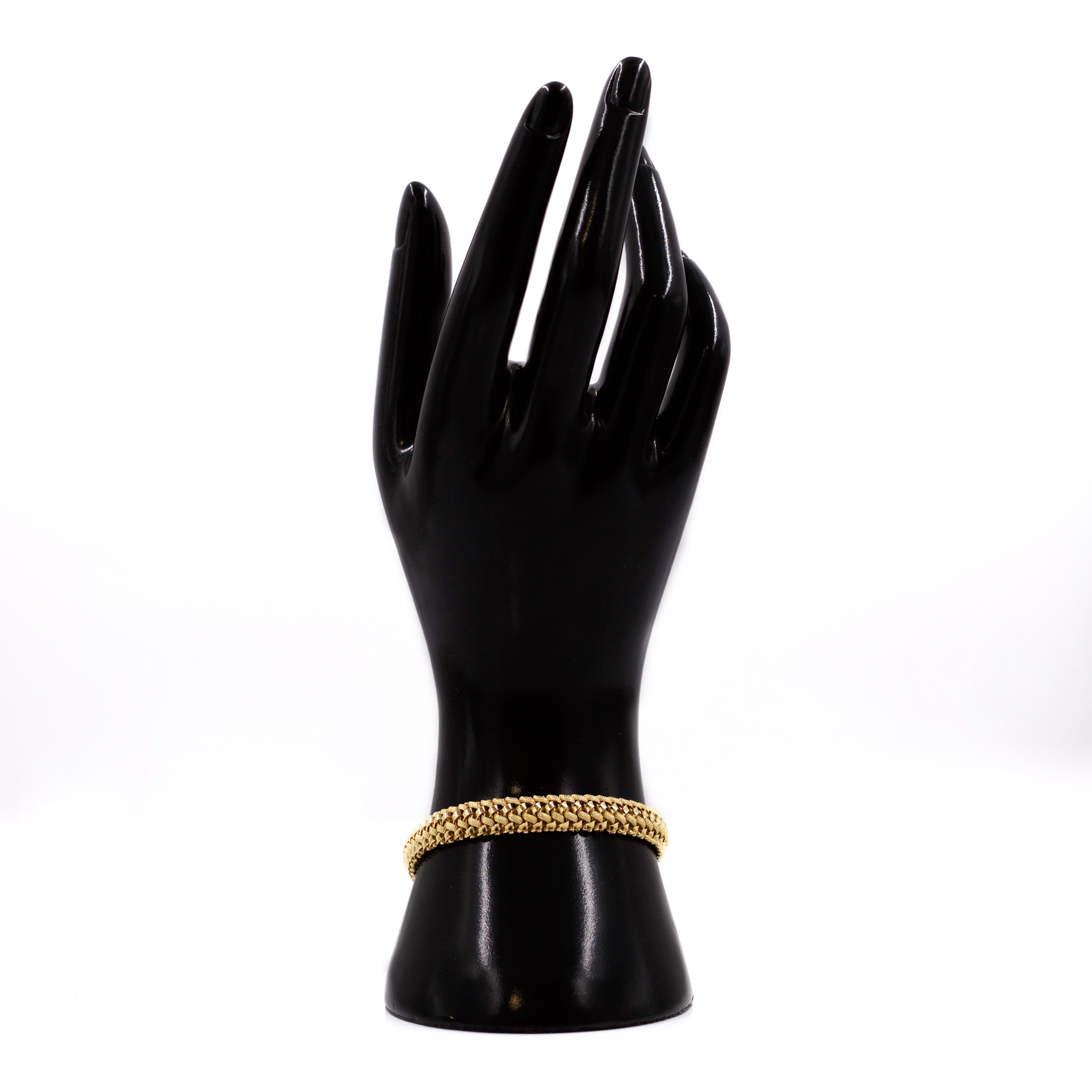 Daniel Woven Leather Bracelet 14K Gold Black / Yellow Gold / Medium (7)
