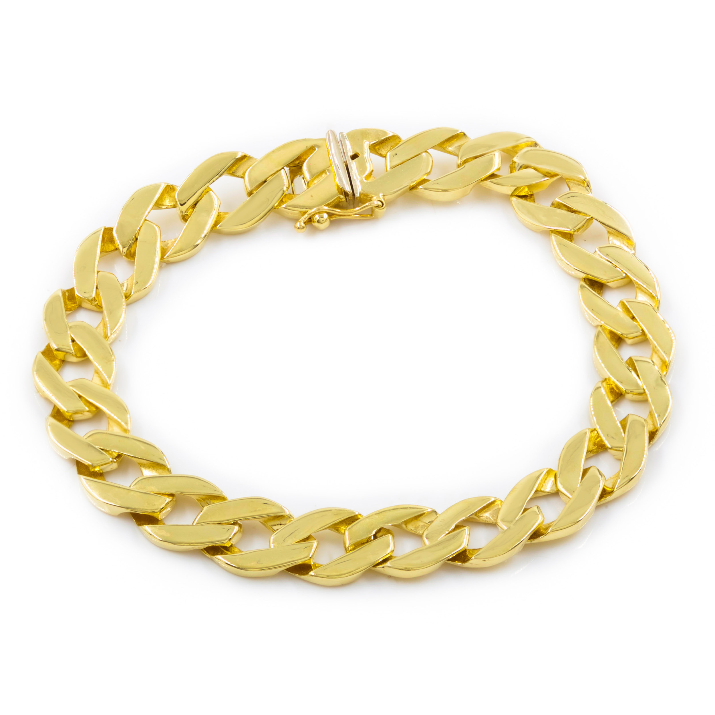 Men's Solid 14k Yellow Gold Nugget Link Bracelet 8