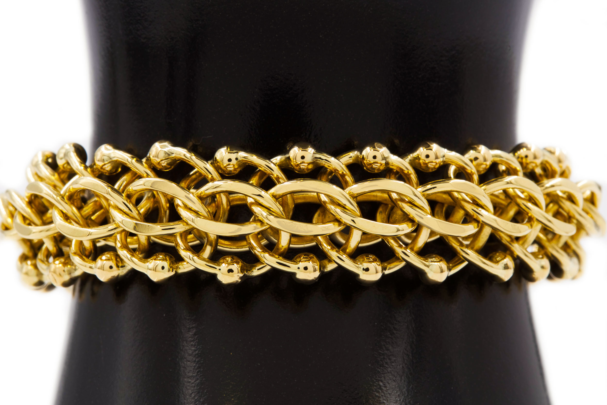 Double Link Curb Chain Bracelet with Inset Clear Stones in Gold Tone -  Vintage Renude