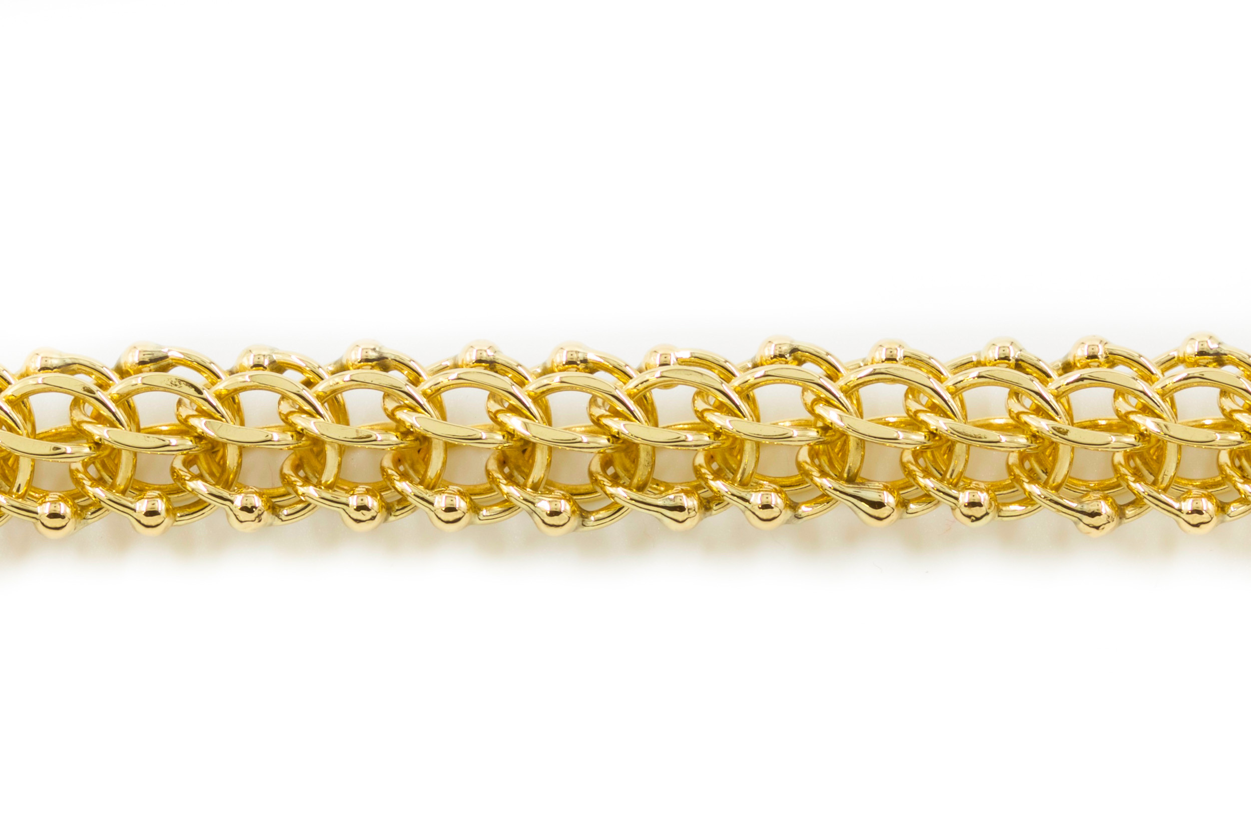 14 Karat Yellow Gold Triple-Link Bracelet, 7