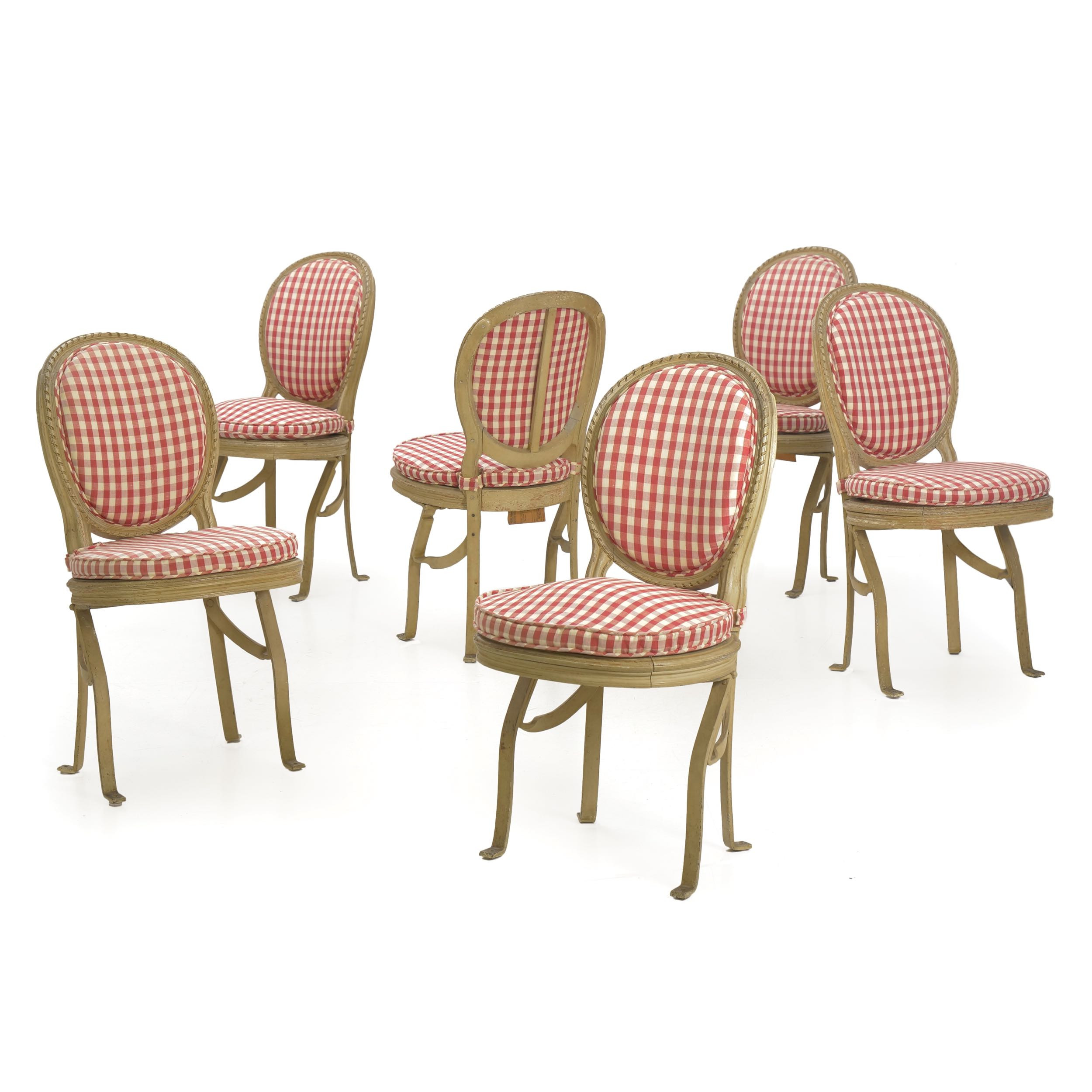 Set of 6 Antique French Louis XVI Painted Dining Chairs incl. 2