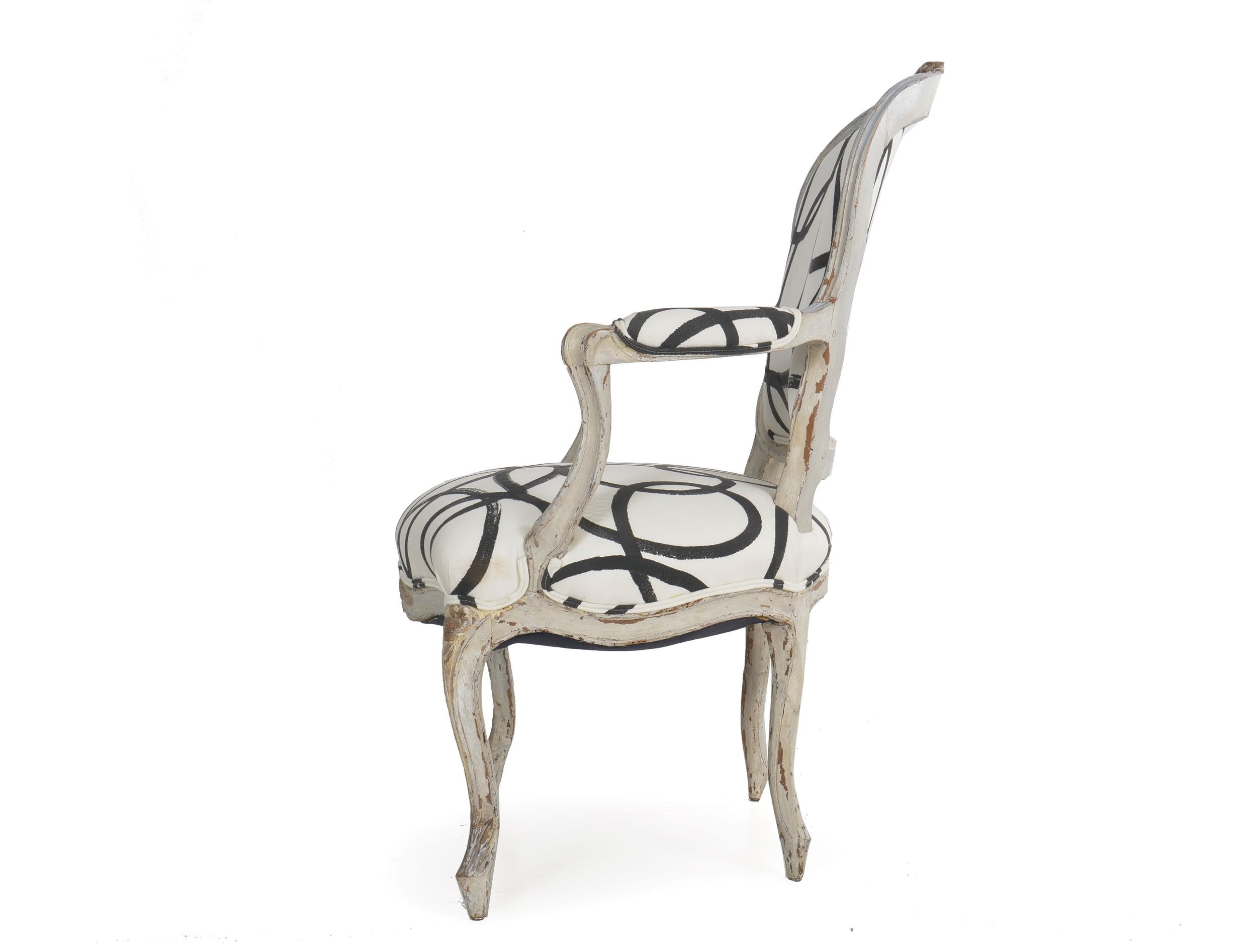 Stunning Louis XV Parlor Chair with Napoleonic Crest Fabric