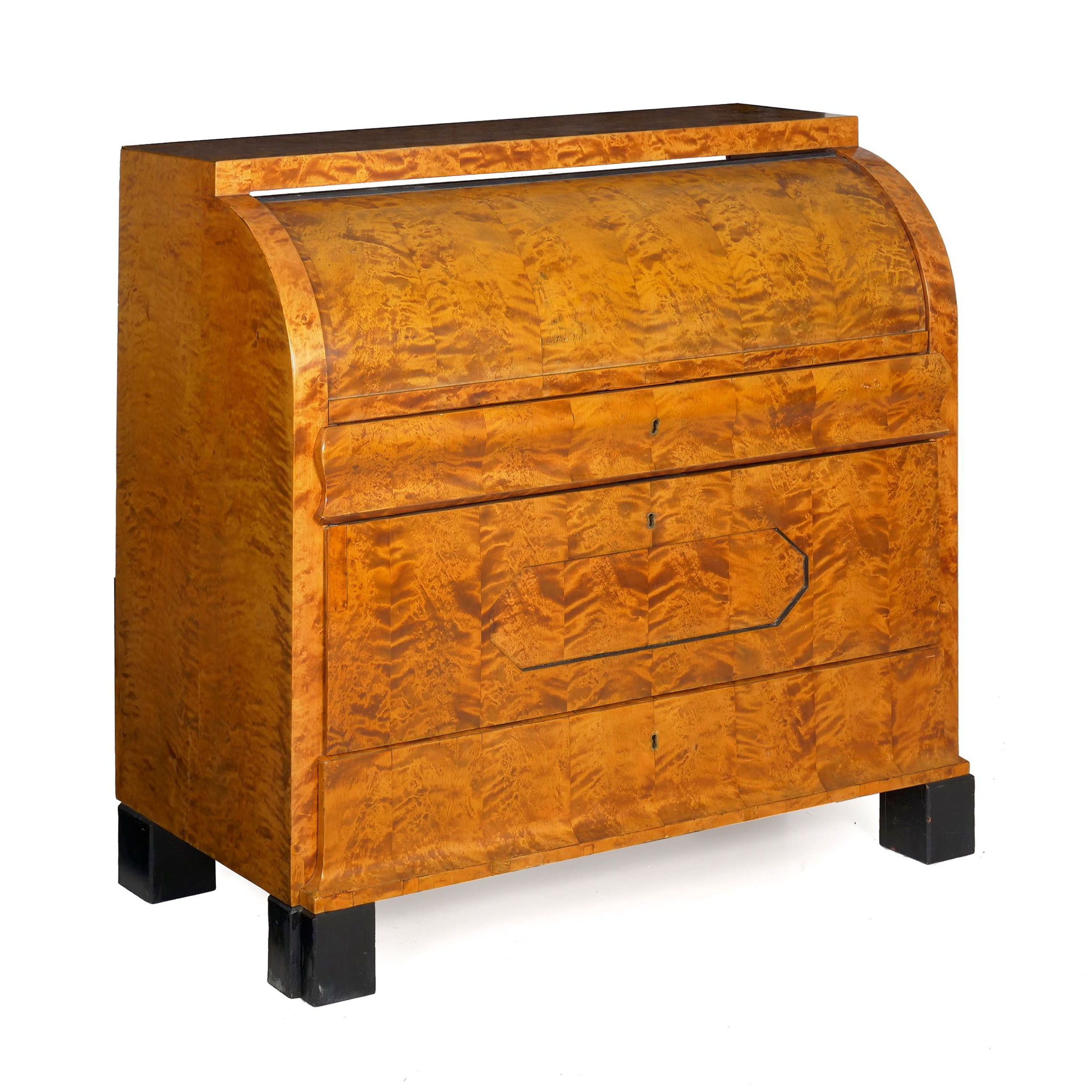 Biedermeier Figured Maple Roll-Top Writing Desk circa 1840