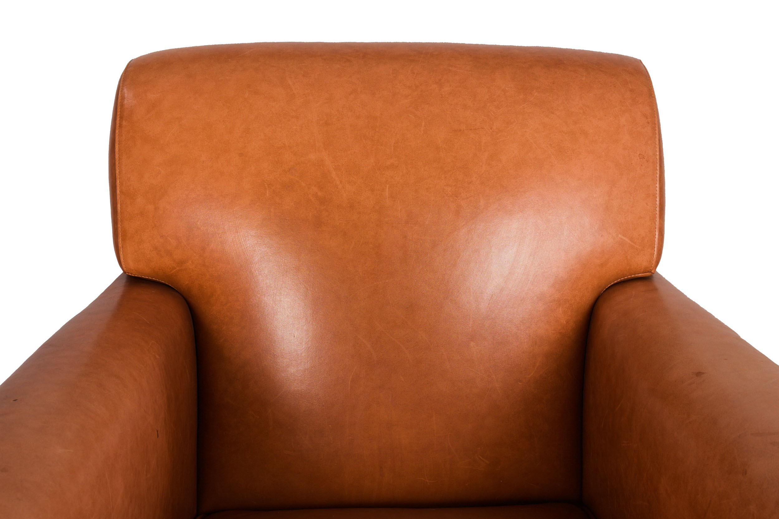 Art Deco Style Leather Club Chair & Ottoman | Designed by Coach