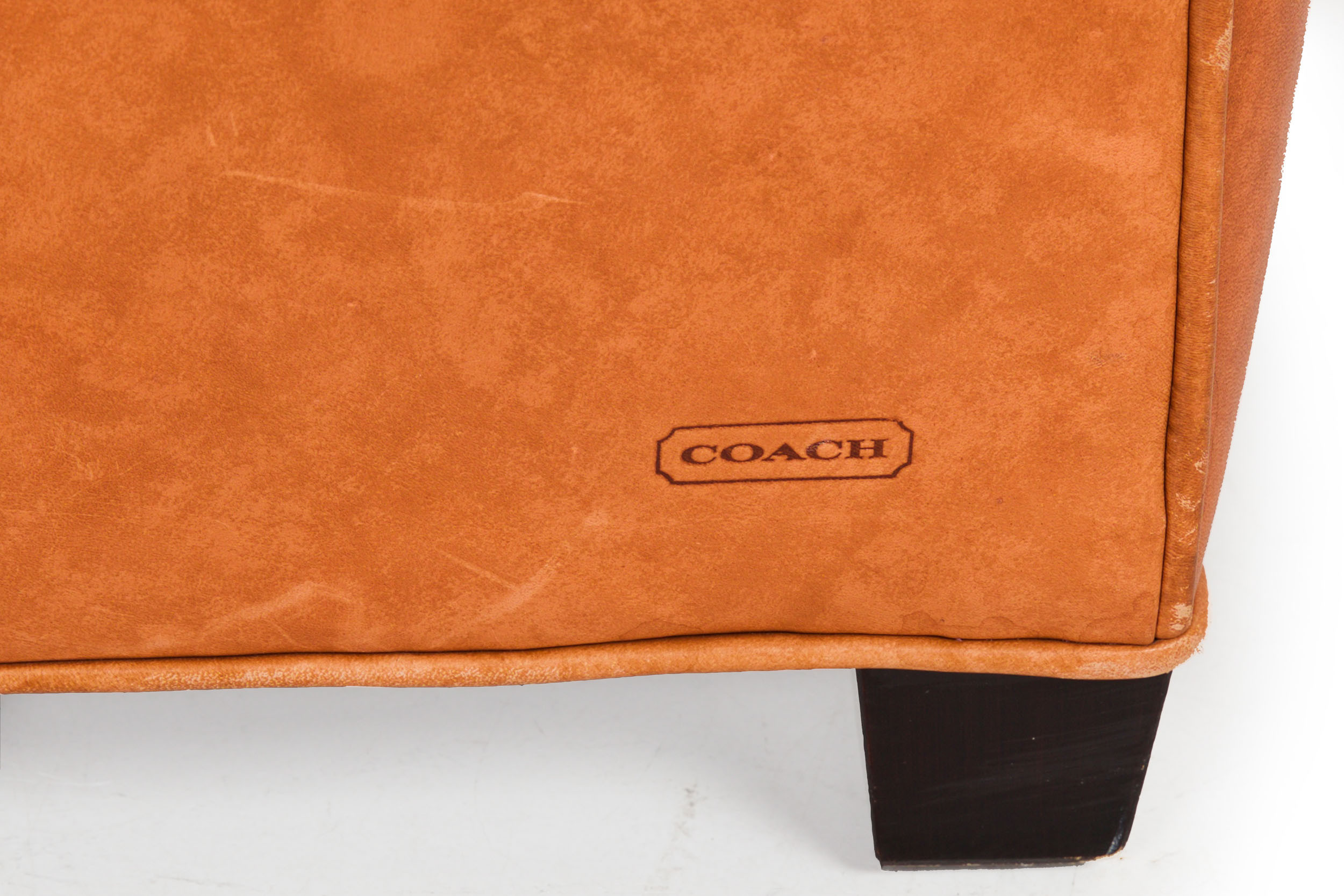 Art Deco Style Leather Club Chair & Ottoman | Designed by Coach