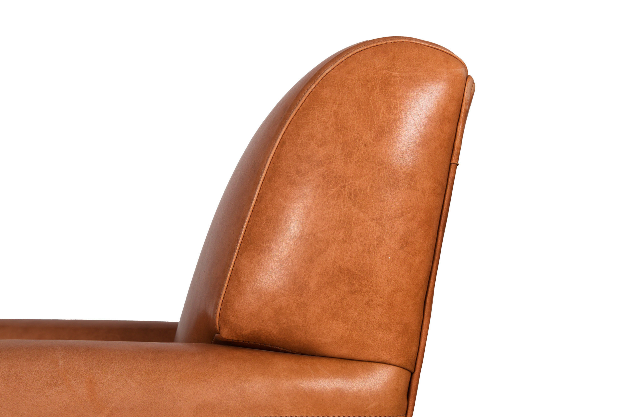 Art Deco Style Leather Club Chair & Ottoman | Designed by Coach