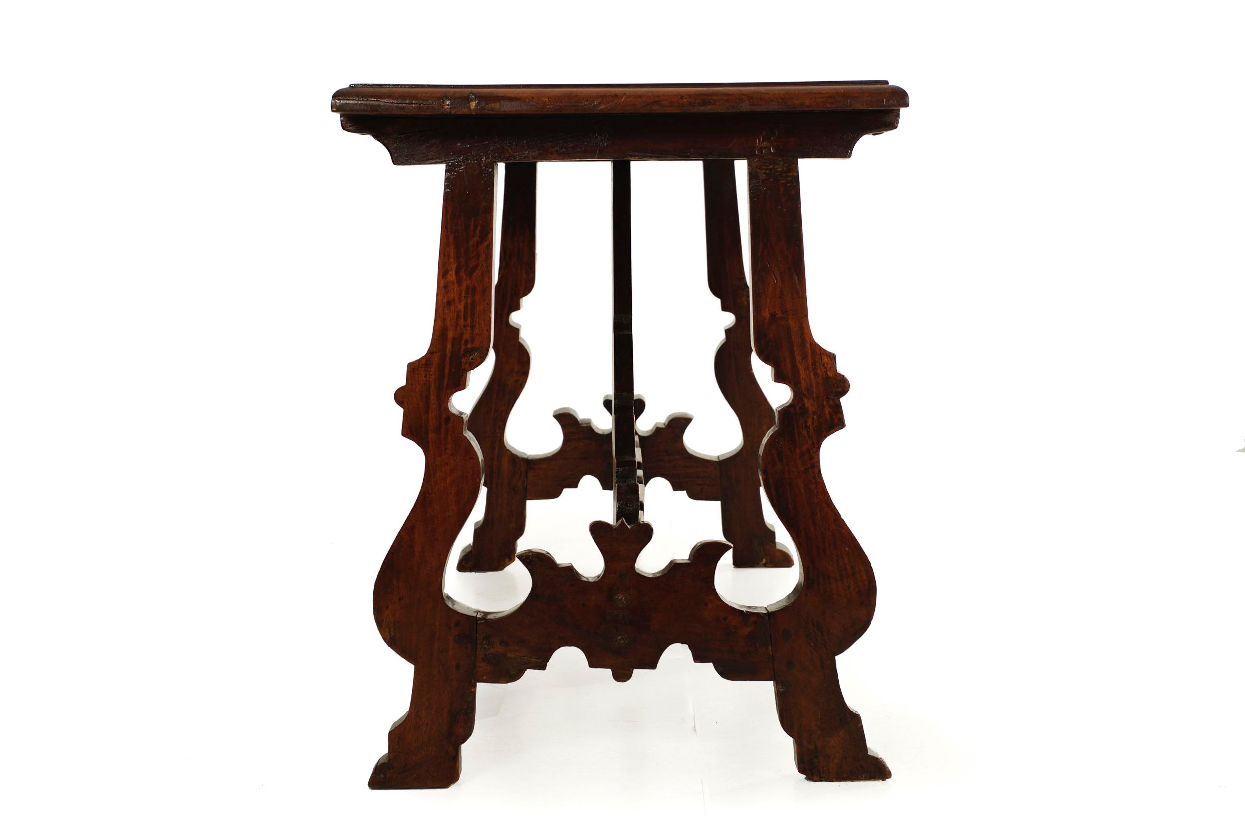 Italian　Baroque　18th　Trestle　Inlaid　Walnut　Early　Console　Table　century