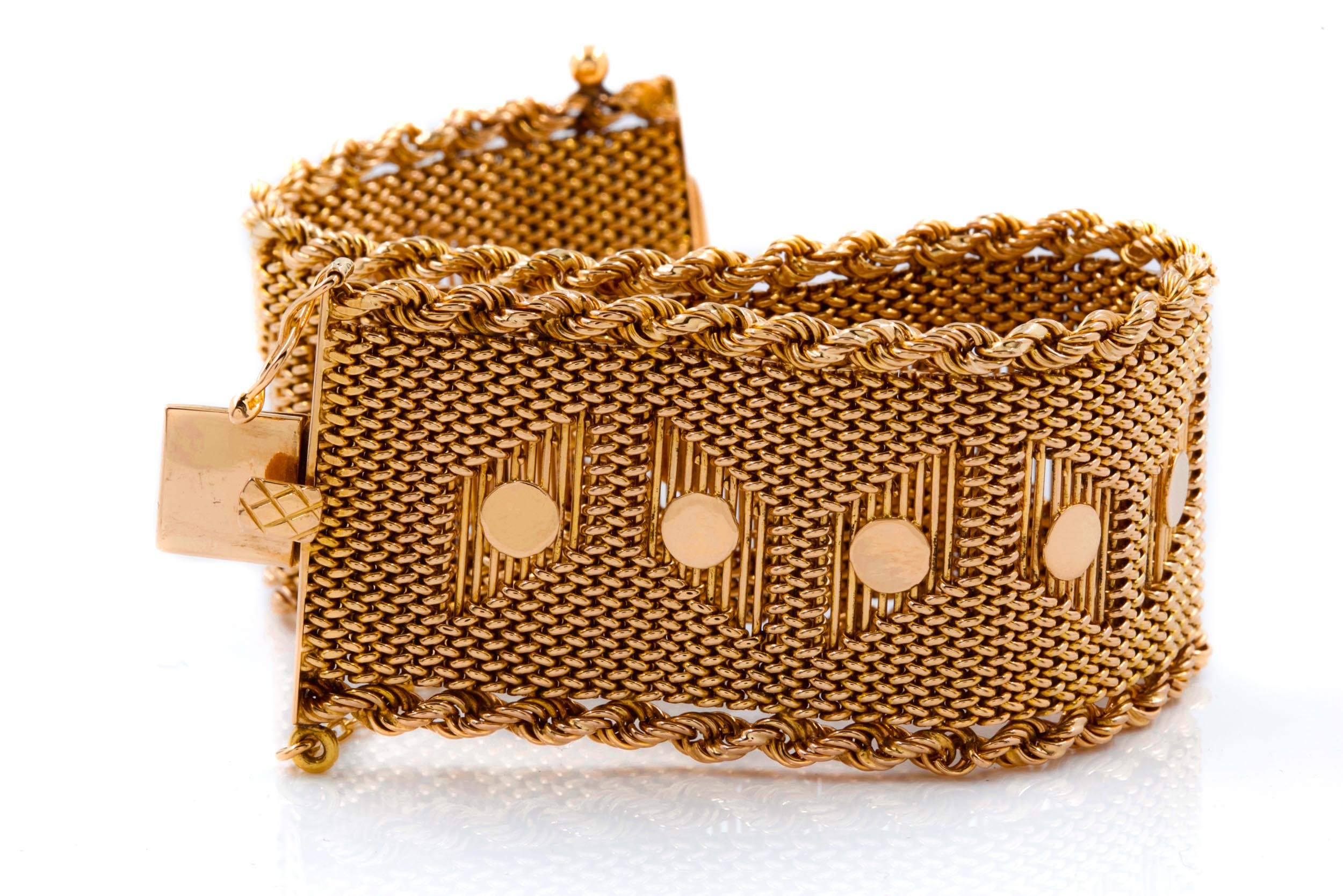 Mid-Century 18K Yellow Gold Woven Bracelet