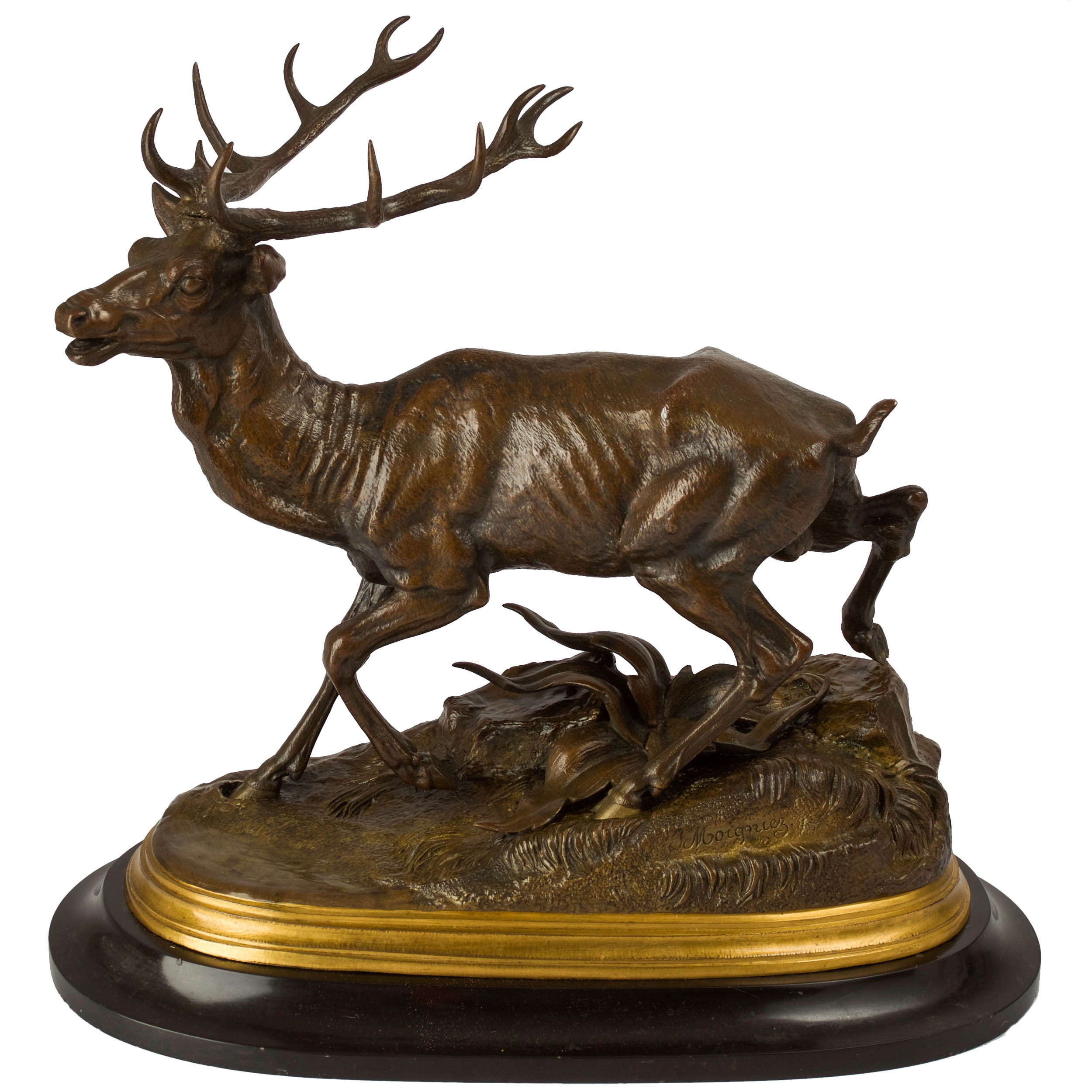 Bronze Sculpture of a "Running Stag" after Jules Moigniez, 19th century