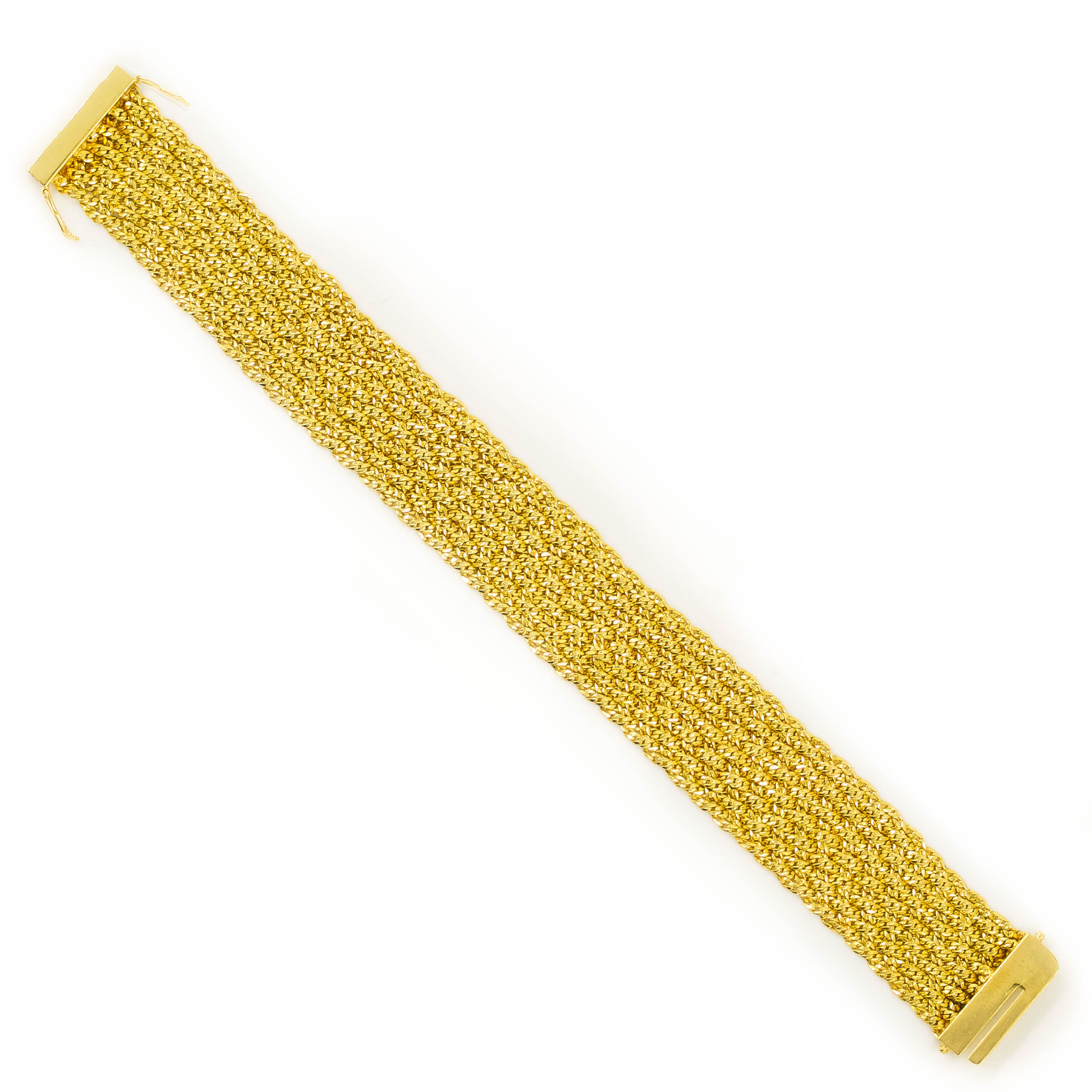Vintage 18k Yellow Gold Blue + White Sapphire Statement Bracelet (1960's) -  A&V Pawn