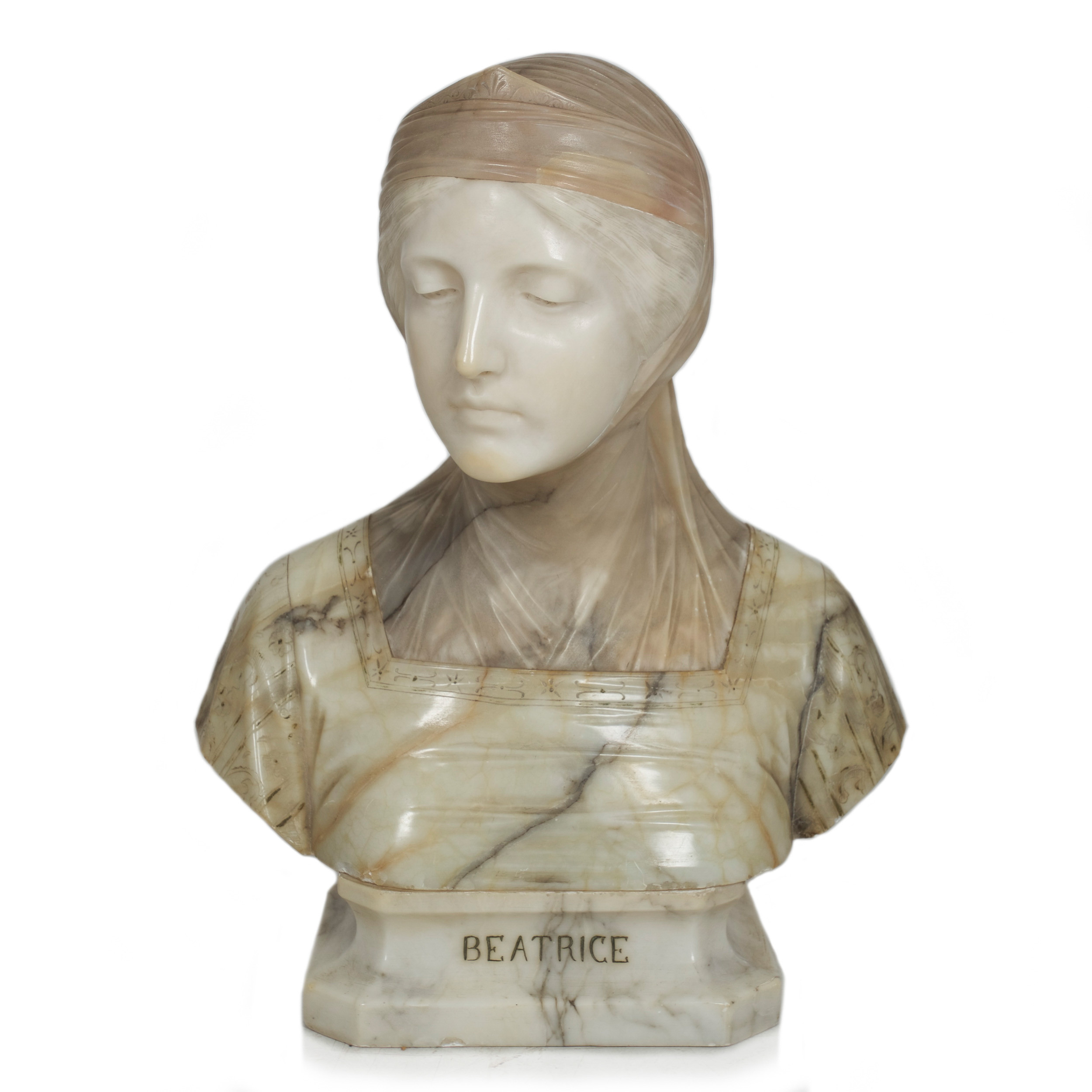 イタリアン ヴィンテージ*ジュゼッペ・ベッシ*少女の胸像*伊製 石膏オブジェ イタリアン ヴィンテージ*ジュゼッペ・ベッシ*少女の胸像*伊製