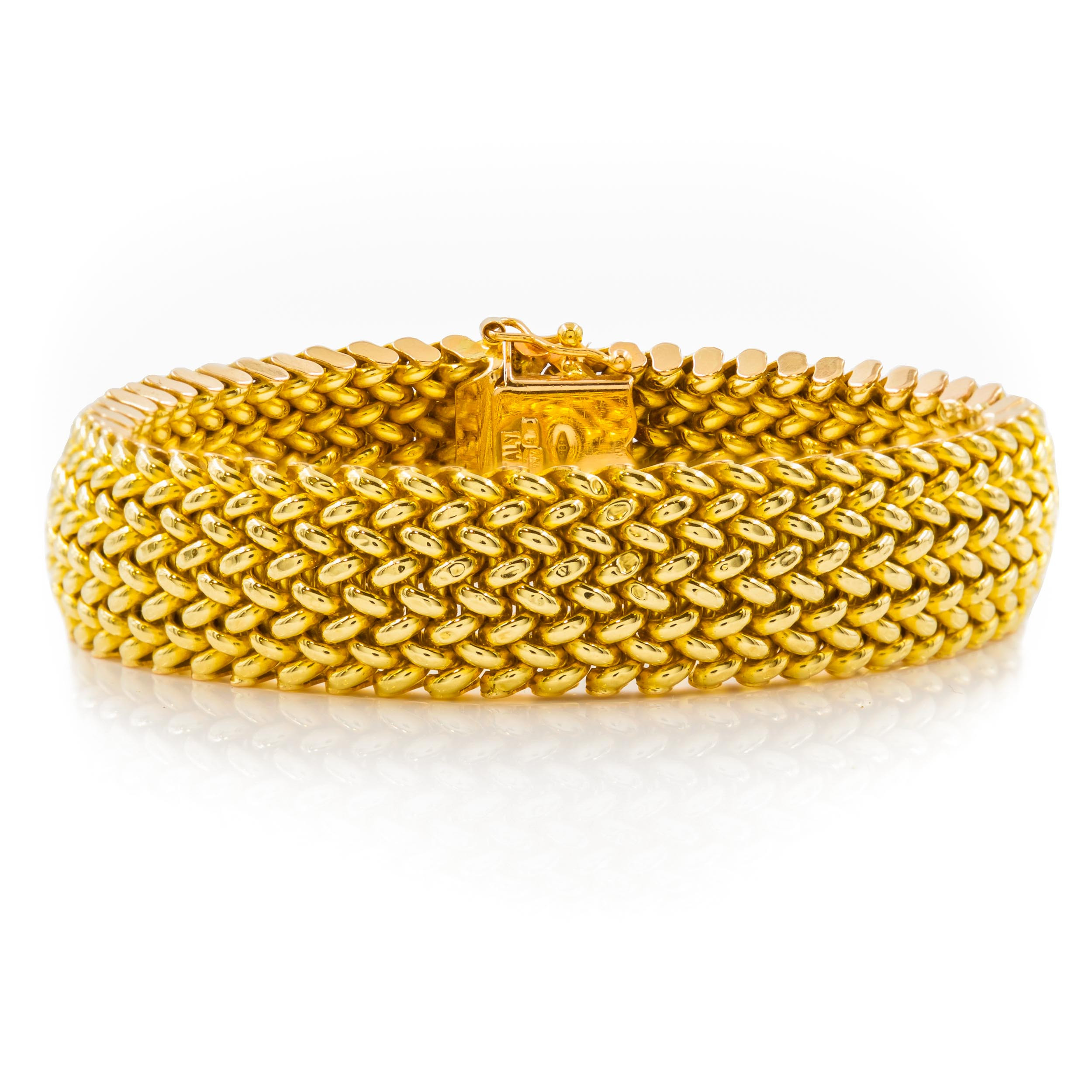 14k Yellow and White Gold Diamond Flexible Woven Bracelet —