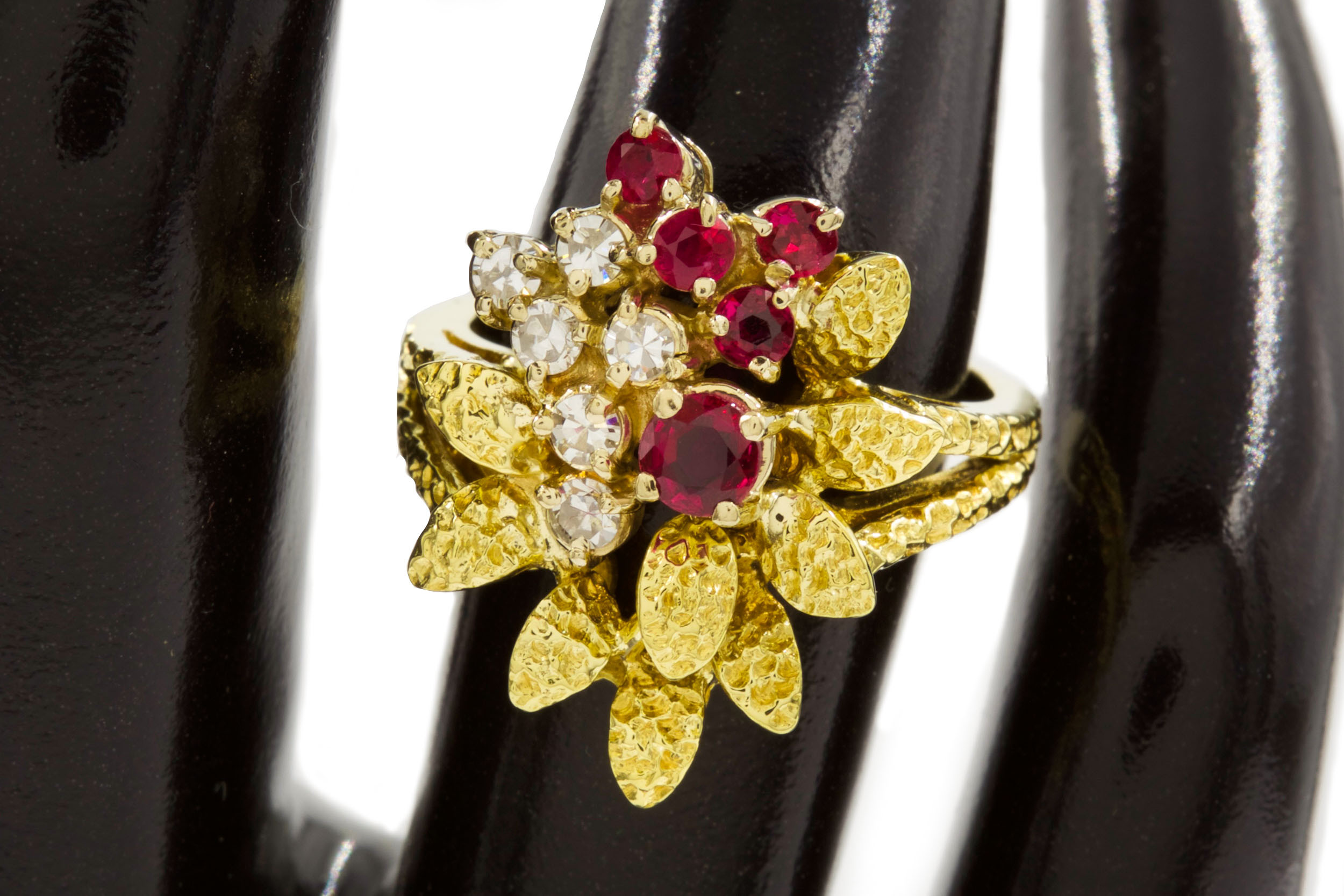 Vintage 14k Gold, Ruby and Diamond Cocktail Ring | Size 6 1/4