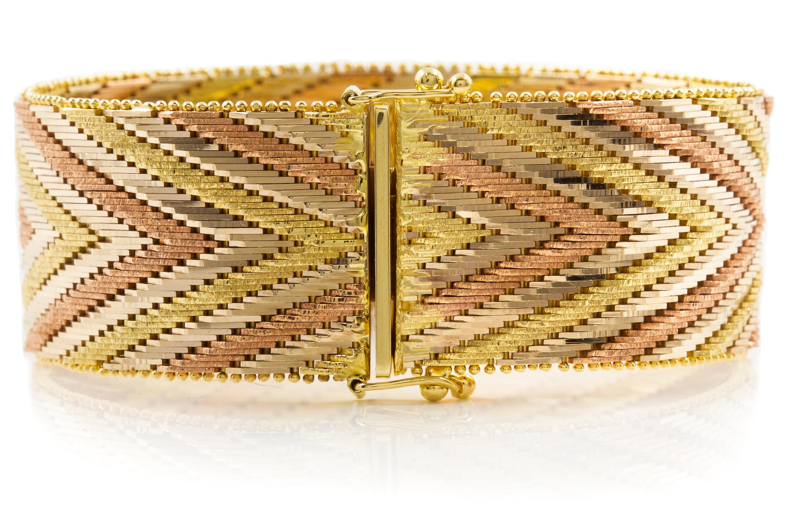 Chevron Woven Bracelet in 18K Rose Gold, 9mm