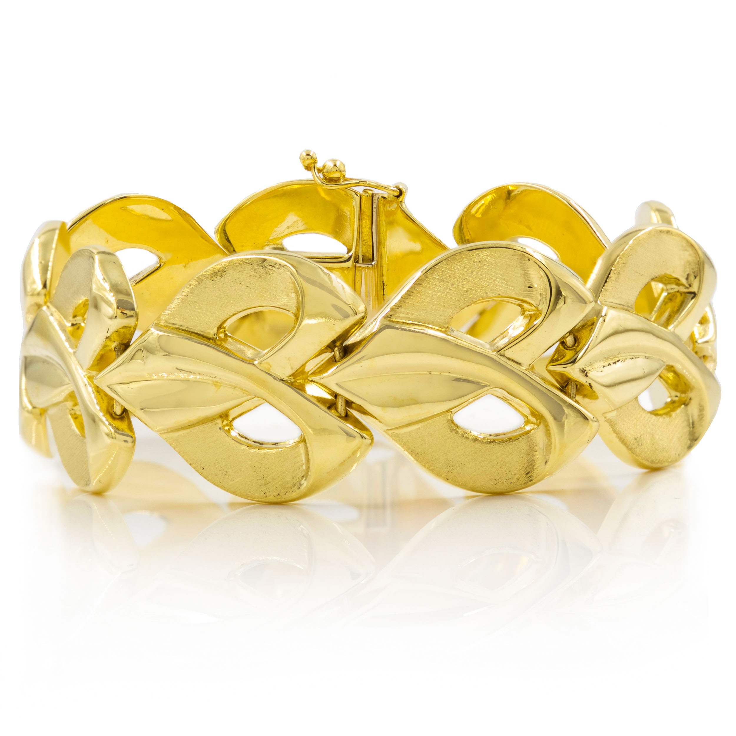 Vintage Italian 14k Gold Stylized Heart Bracelet | 7\