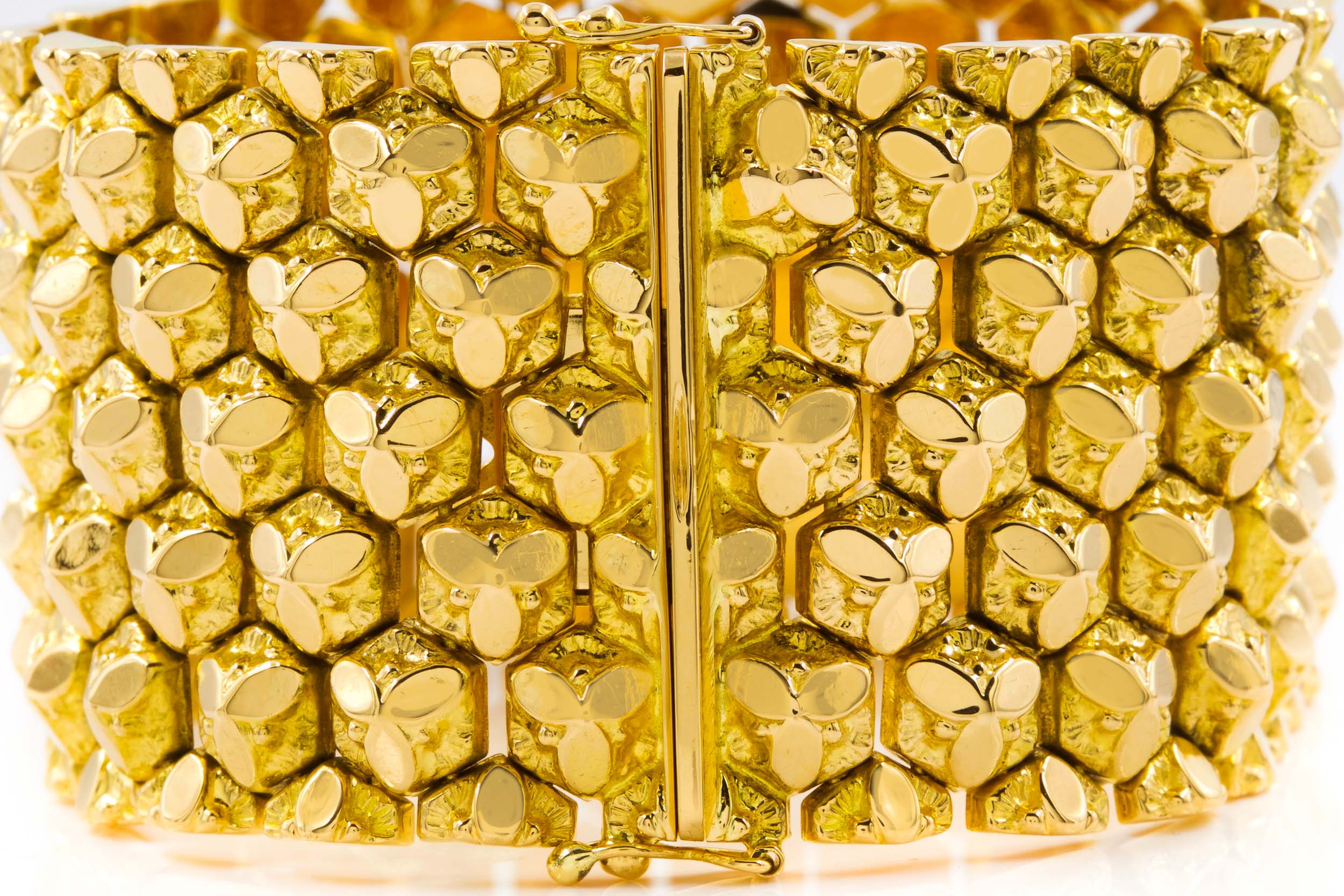 by Retro Romeo Flexible-Link Ranzan 1960 | Bracelet Honeycomb Gold 18k Italy, circa