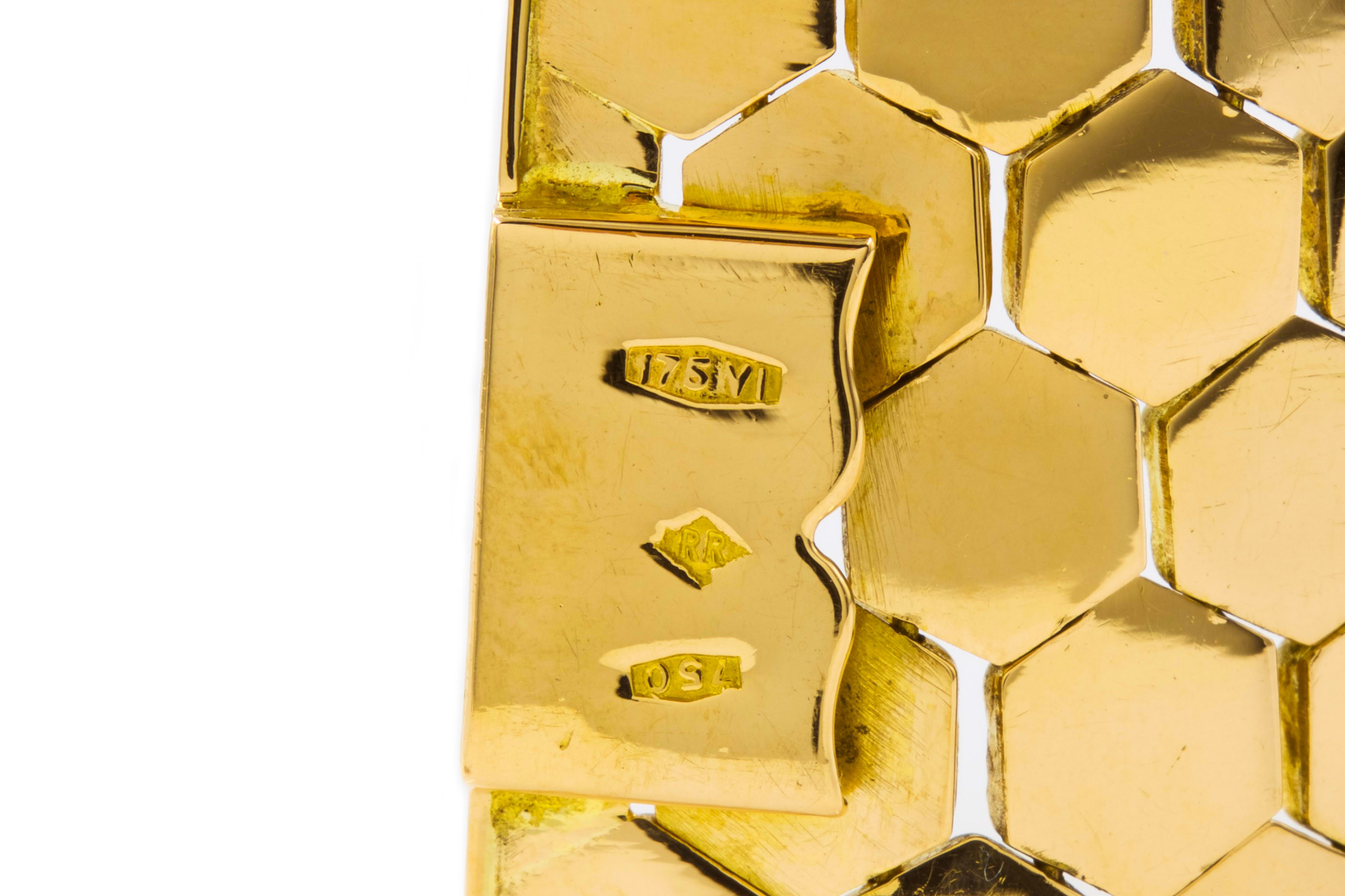 Retro 18k Gold Honeycomb Flexible-Link Bracelet by Ranzan Romeo