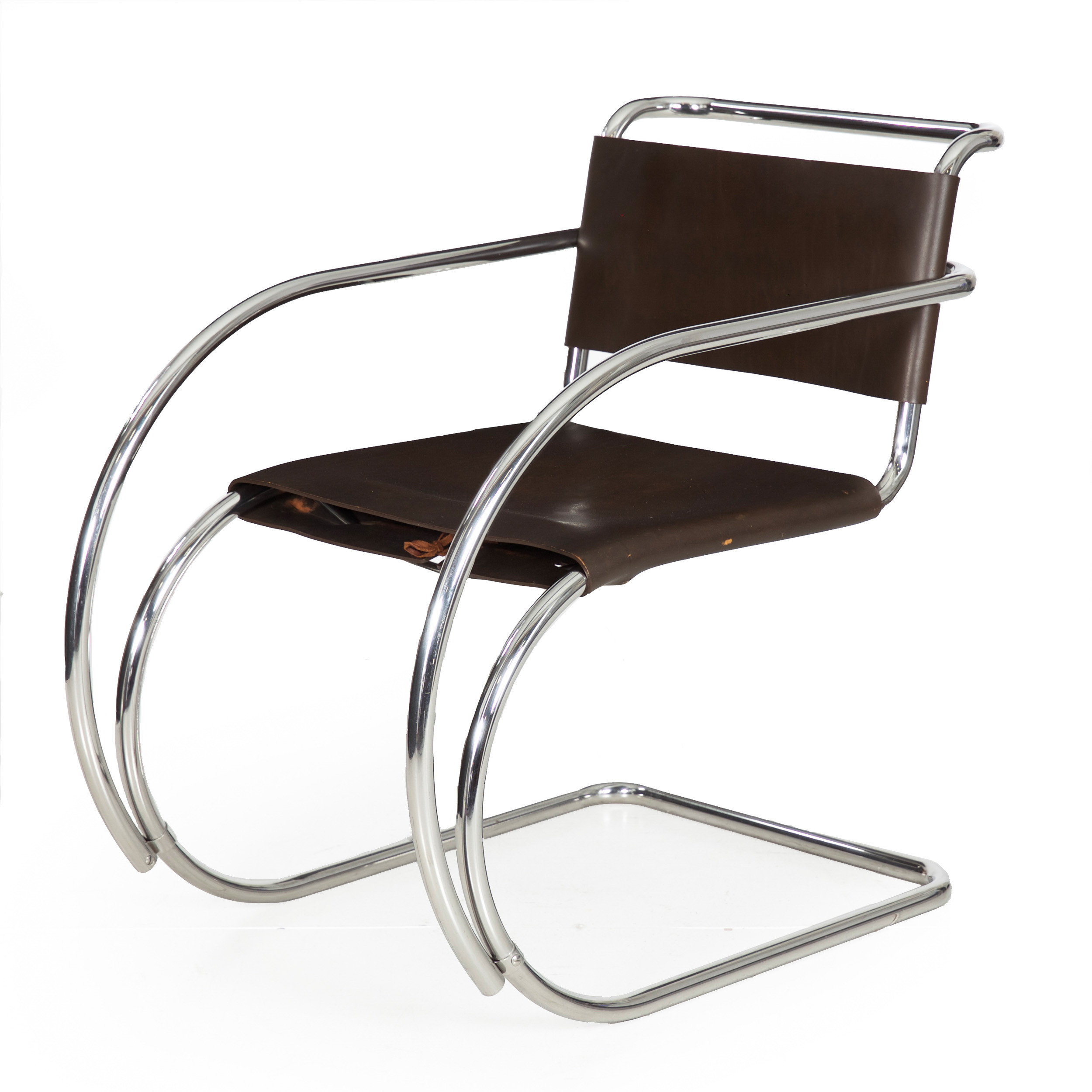 Pair of MR20 Chrome Steel & Leather Armchairs | Mies van der Rohe