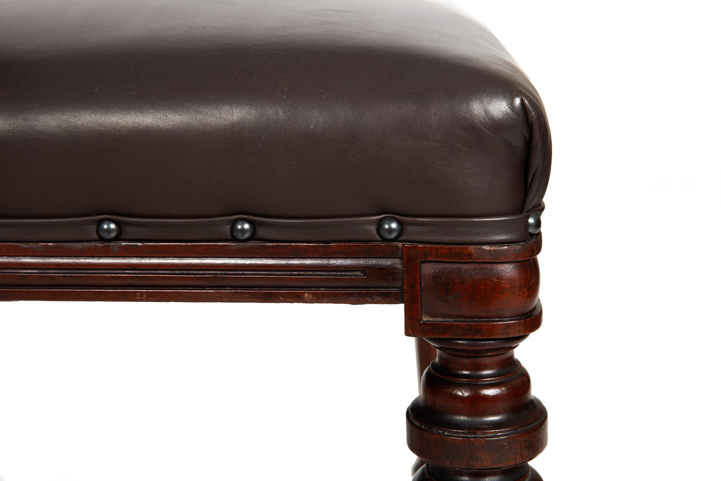 Classical Mahogany & Tufted Leather Dining Chairs | Set of 6
